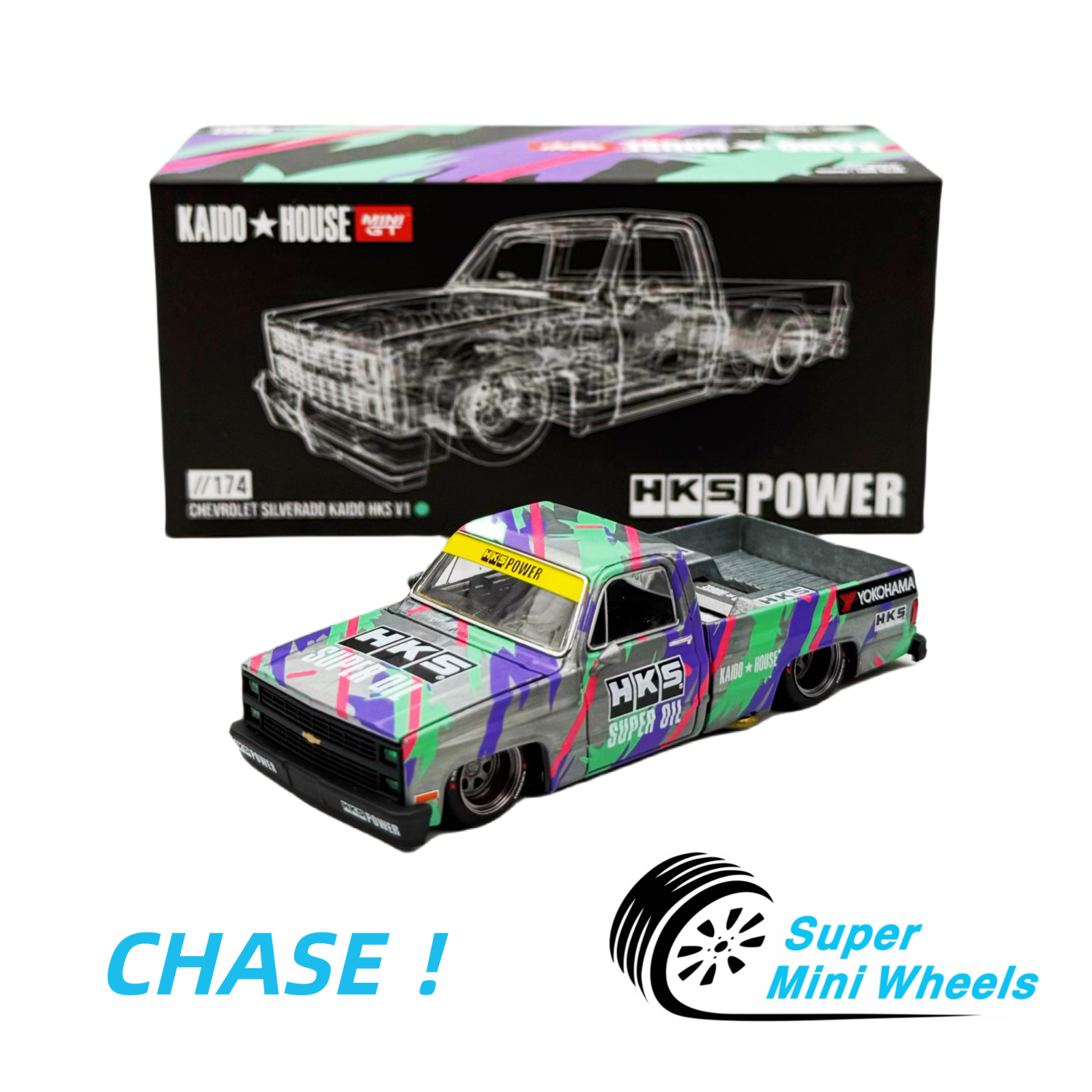 CHASE !Mini GT x Kaido House 1:64 Chevrolet Silverado KAIDO HKS CHASE !Mini GT x Kaido House 1:64 Chevrolet Silverado KAIDO HKS