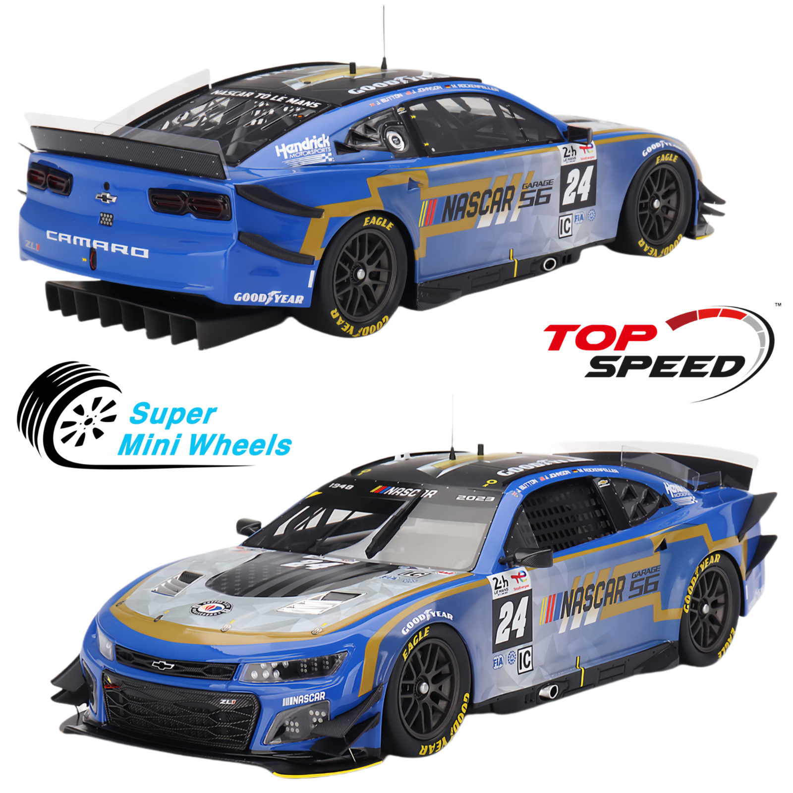 Chevrolet Camaro ZL1 2023 NASCAR 24 Horas Le Mans (Post-Race) 1:18 Chevrolet Camaro ZL1 2023 NASCAR 24 Horas Le Mans (Post-Race) 1:18