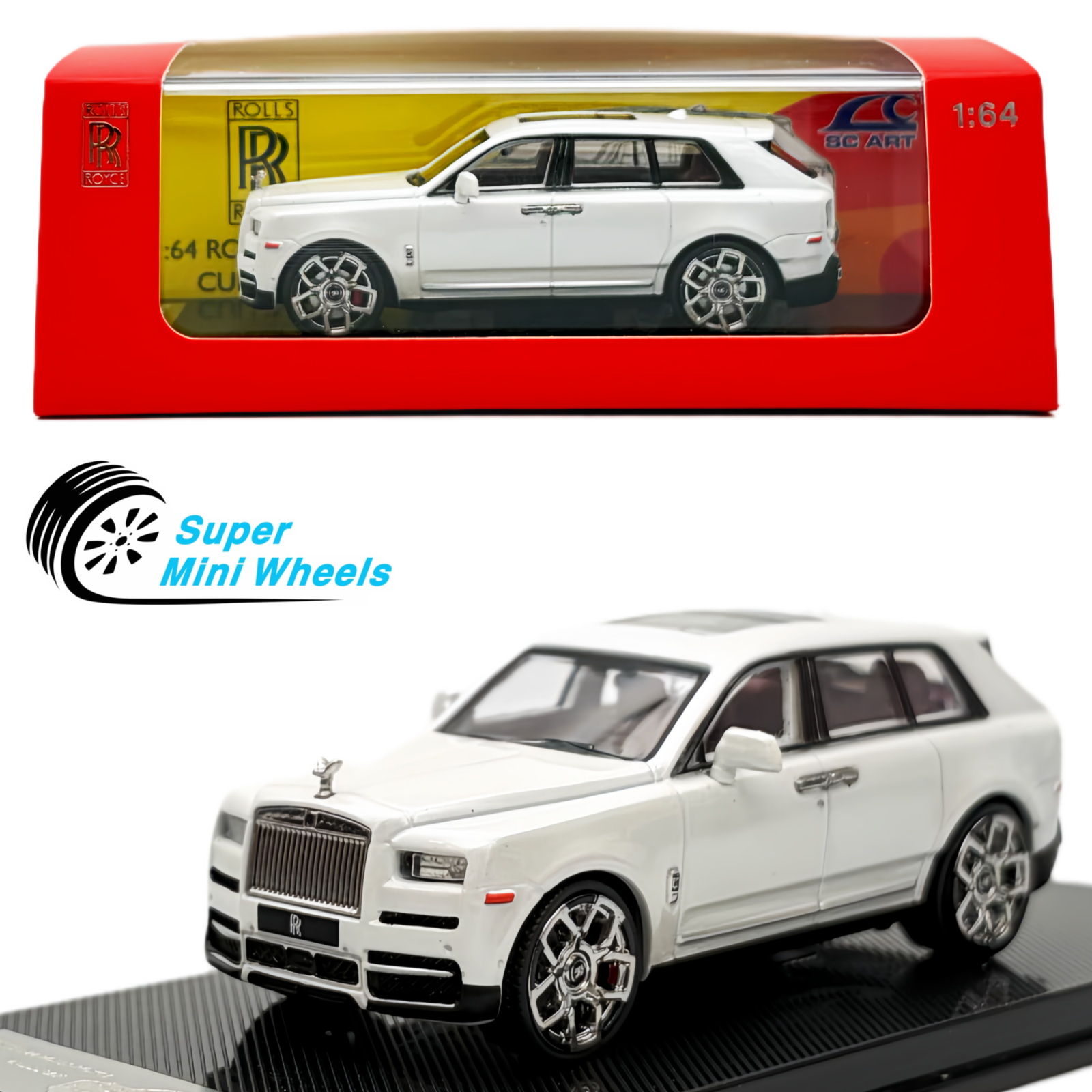 SC Art 1:64 Rolls-Royce Cullinan White - Diecast car – Super Mini SC Art 1:64 Rolls-Royce Cullinan White - Diecast car – Super Mini