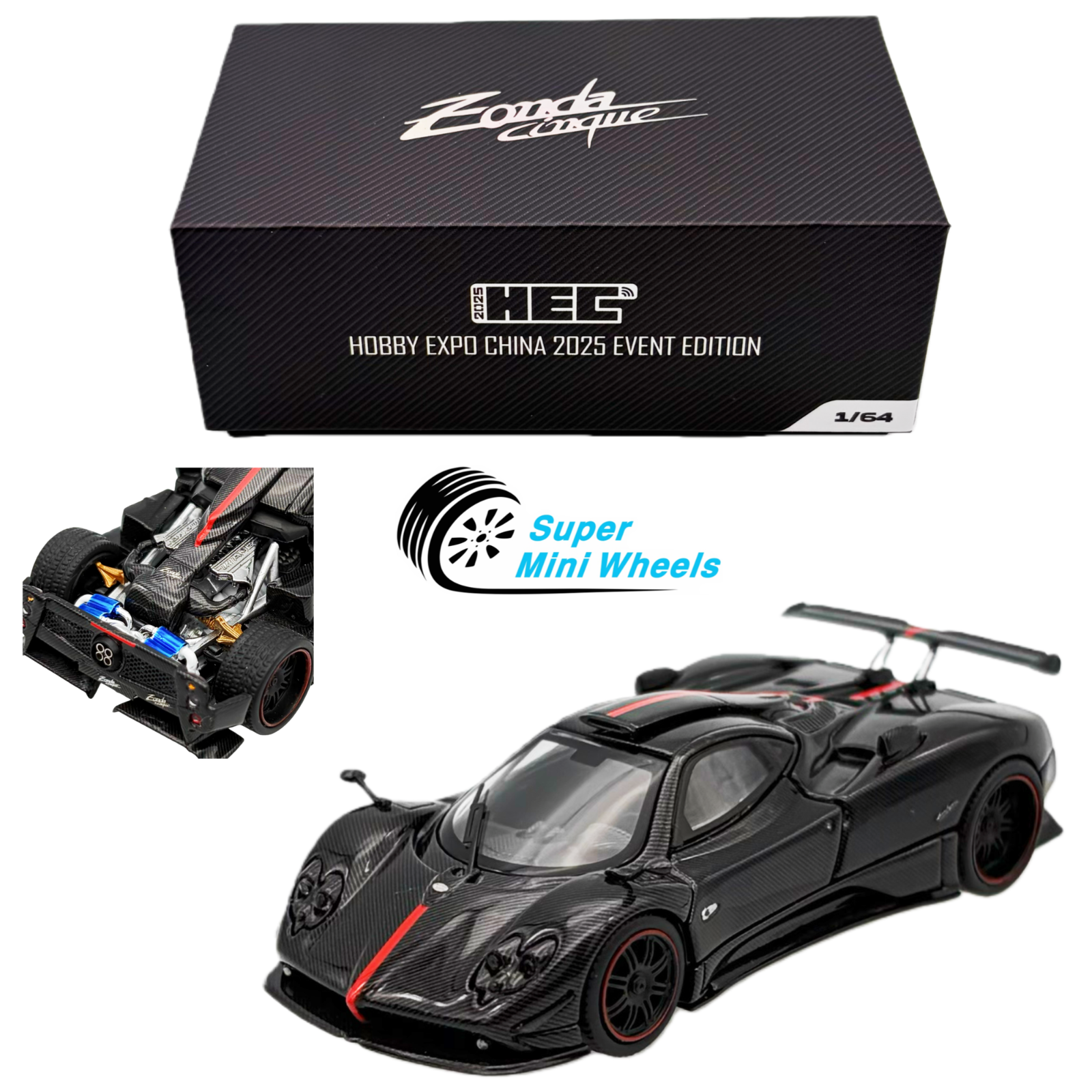 Fiber Run 1:64 Pagani Zonda Cinque Black Carbon 2025 HEC Exclusive