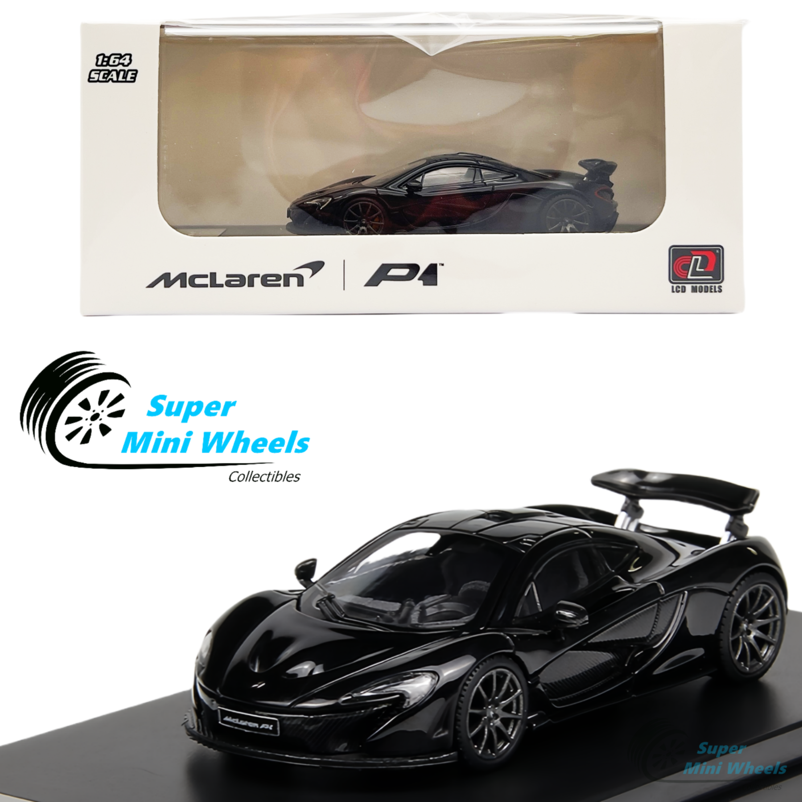 LCD Models 1:64 - McLaren P1 Black - Diecast Model – Super Mini Wheels