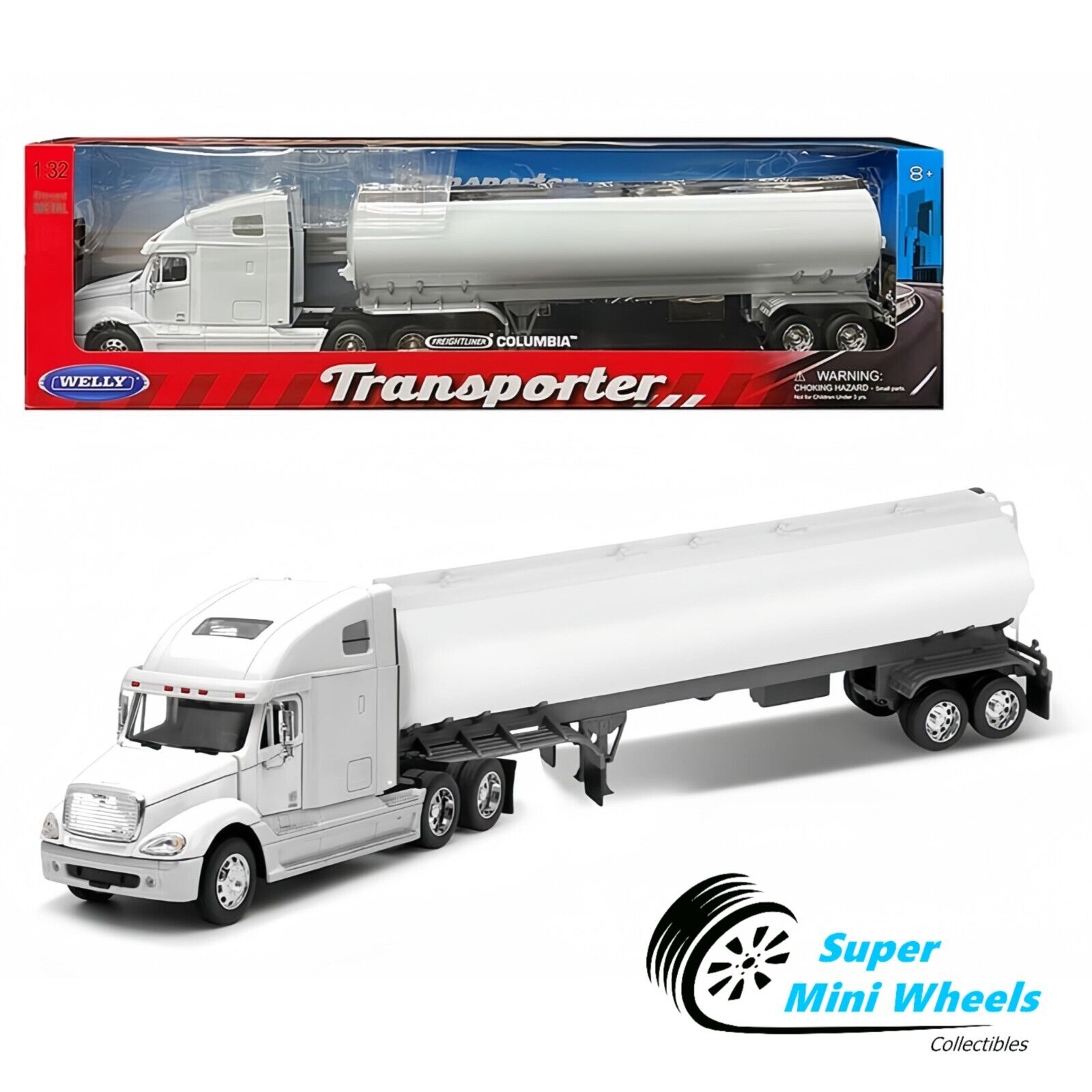 Freightliner Columbia Semi Truck Trailer Oil Tanker Diecast 1:32 Welly 22 in. Yellow | Model Freightliner Columbia Semi Truck Trailer Oil Tanker Diecast 1:32 Welly 22 in. Yellow | Model