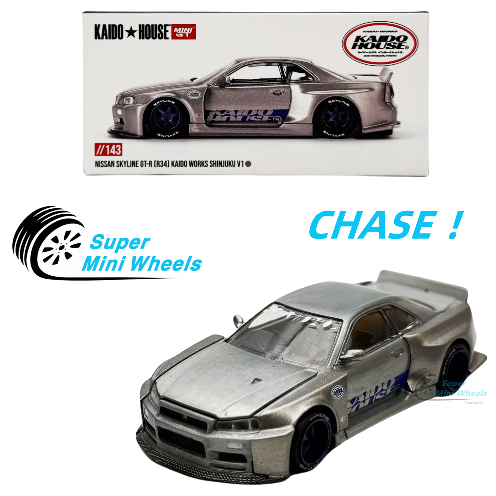 CHASE !Kaido House x Mini GT 1:64 Nissan GT-R (R34) SHINJUKU V1 CHASE !Kaido House x Mini GT 1:64 Nissan GT-R (R34) SHINJUKU V1