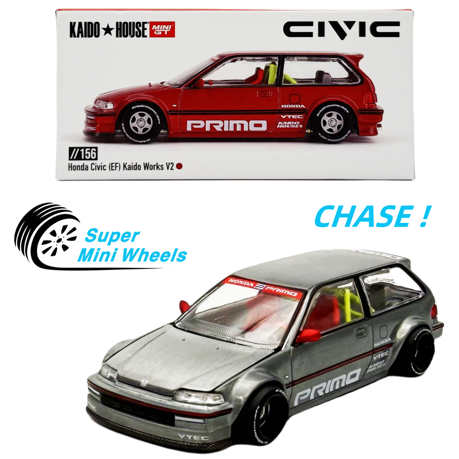 CHASE ！Mini GT x Kaido House 1:64 Honda Civic EF Kaido