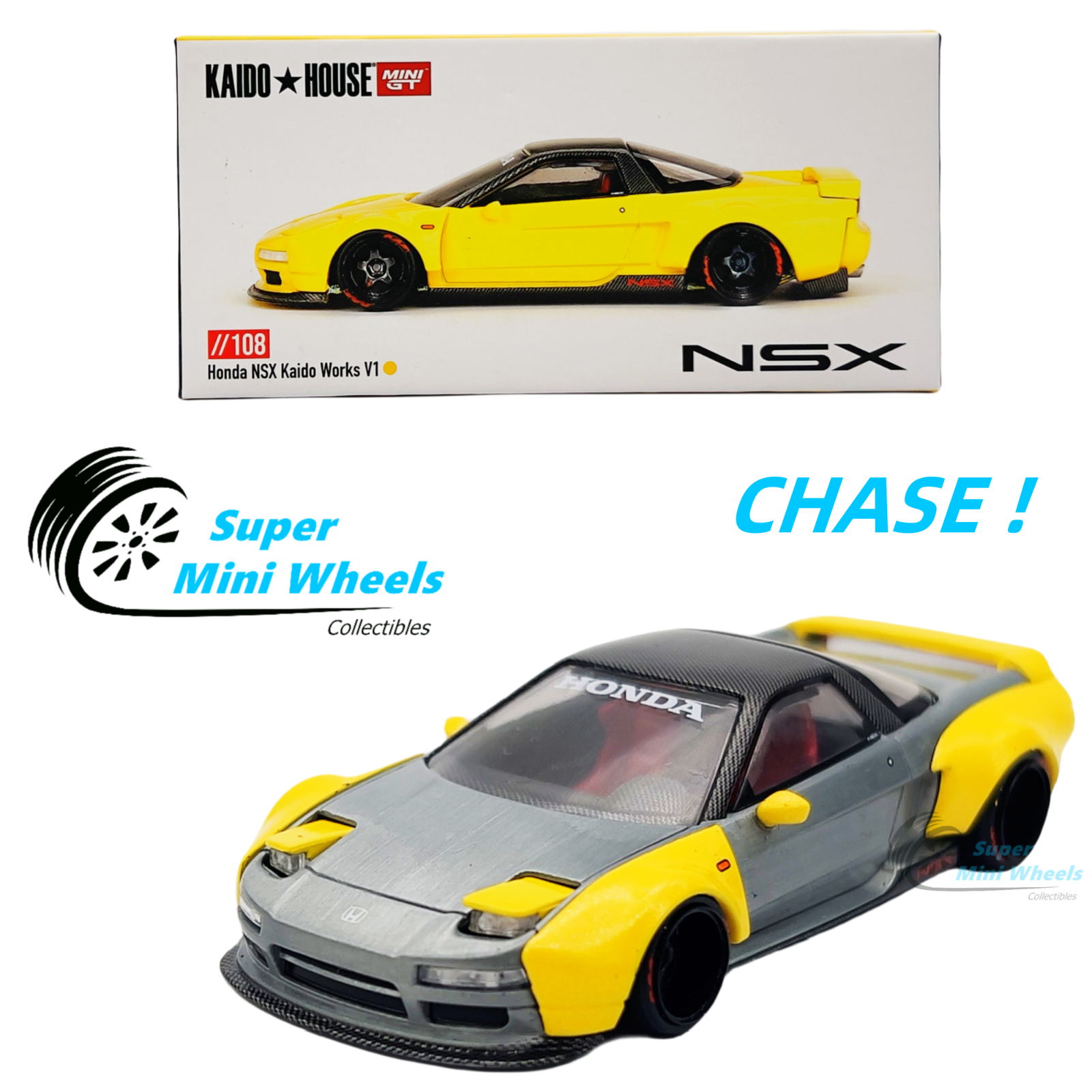 MINIGT KAIDO★HOUSE NSX 148 チェイスカー Mini GT Kaido House Honda NSX NA1 Kaido Works V2 White 1:64