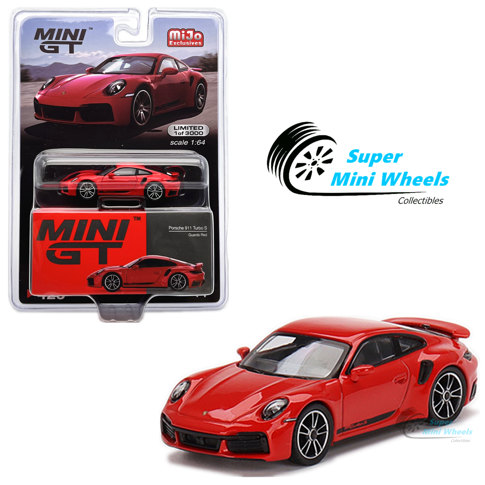 Mini GT 1:64 Porsche 911 Turbo S Guards Red #423 – Super Mini Wheels
