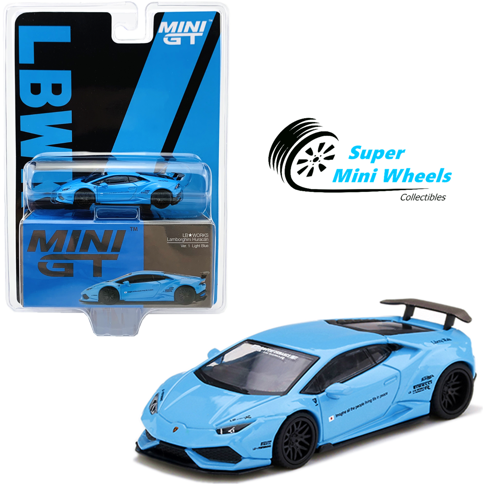 Mini GT 1:64 LB WORKS Lamborghini Huracan Ver. 1 (Light Blue) #189 Mini GT 1:64 LB WORKS Lamborghini Huracan Ver. 1 (Light Blue) #189