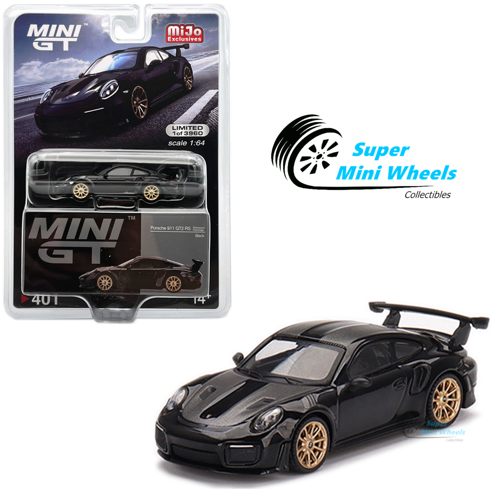 MINI GT Porsche 911 GT2 RS Black 2個セット MINI GT 1:64 Porsche 911(991) GT2 RS Weissach Package LHD