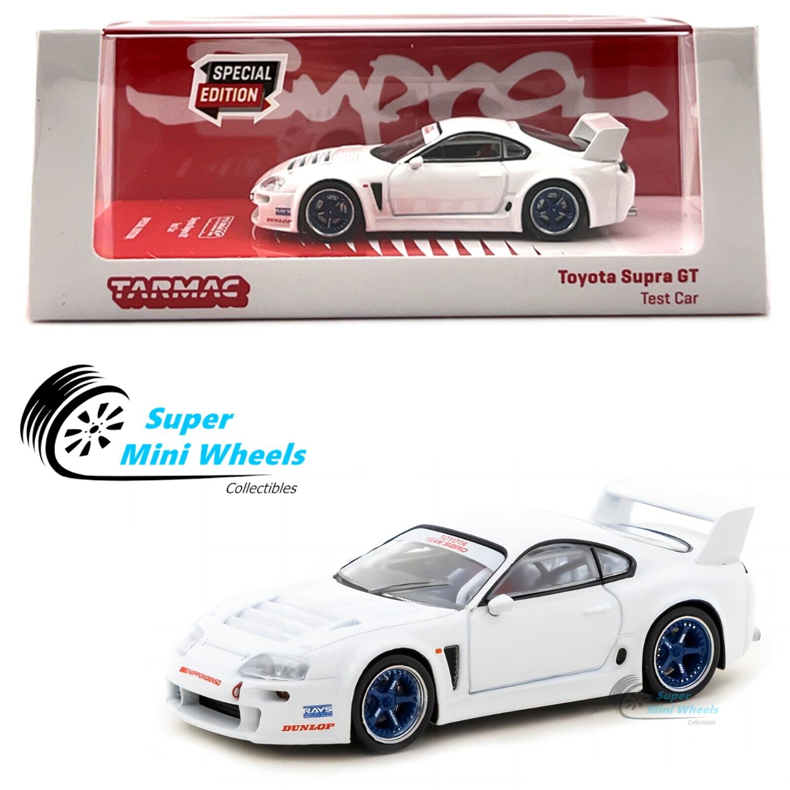 Tarmac Works 1/64 Toyota Supra RZ Test Car White Exclu Salon