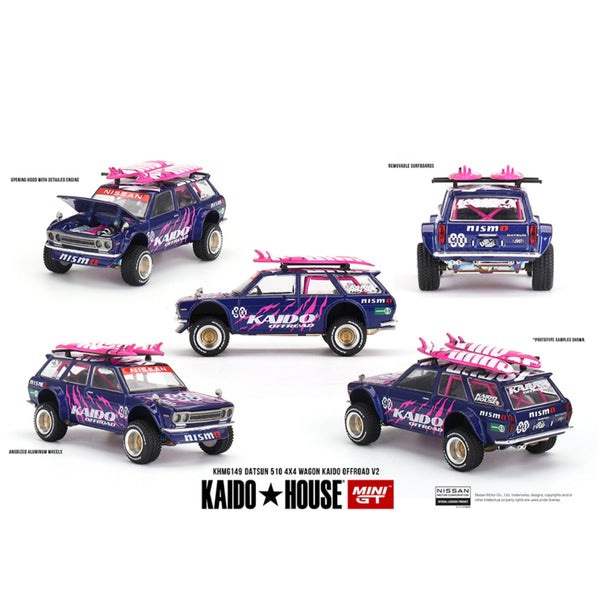 Pre-Order Kaido House x Mini GT 1:64 Datsun 510 4×4 Wagon Kaido Offroad V2 – Purple - KHMG149