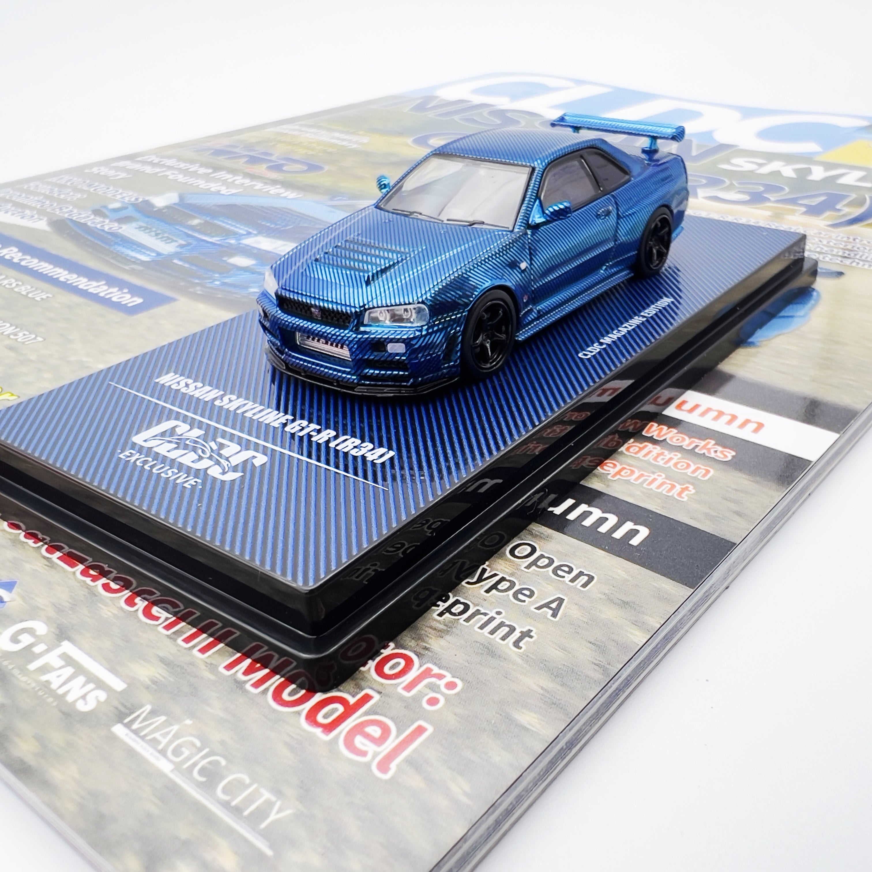 INNO64 1:64 Nissan Skyline GTR R34 (Chrome Blue Carbon Fiber