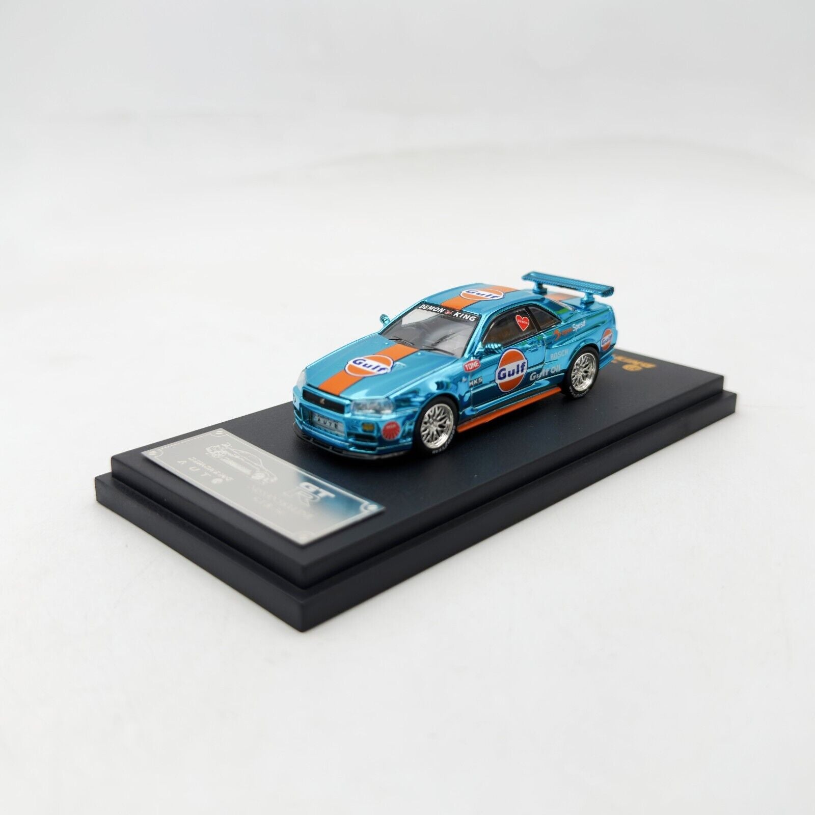 Demonking Auto 1:64 Nissan GTR R34 Chrome Gulf - Diecast Model