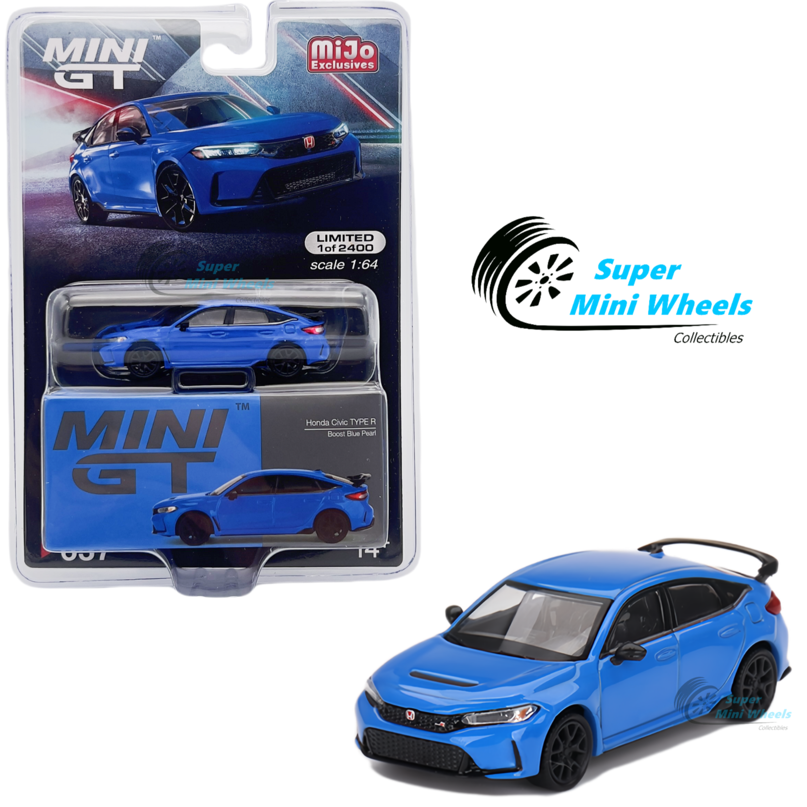 MINI GT 1/64 Scale Honda Civic Type-R FK8 Blue Modulo RHD Mini Diecast