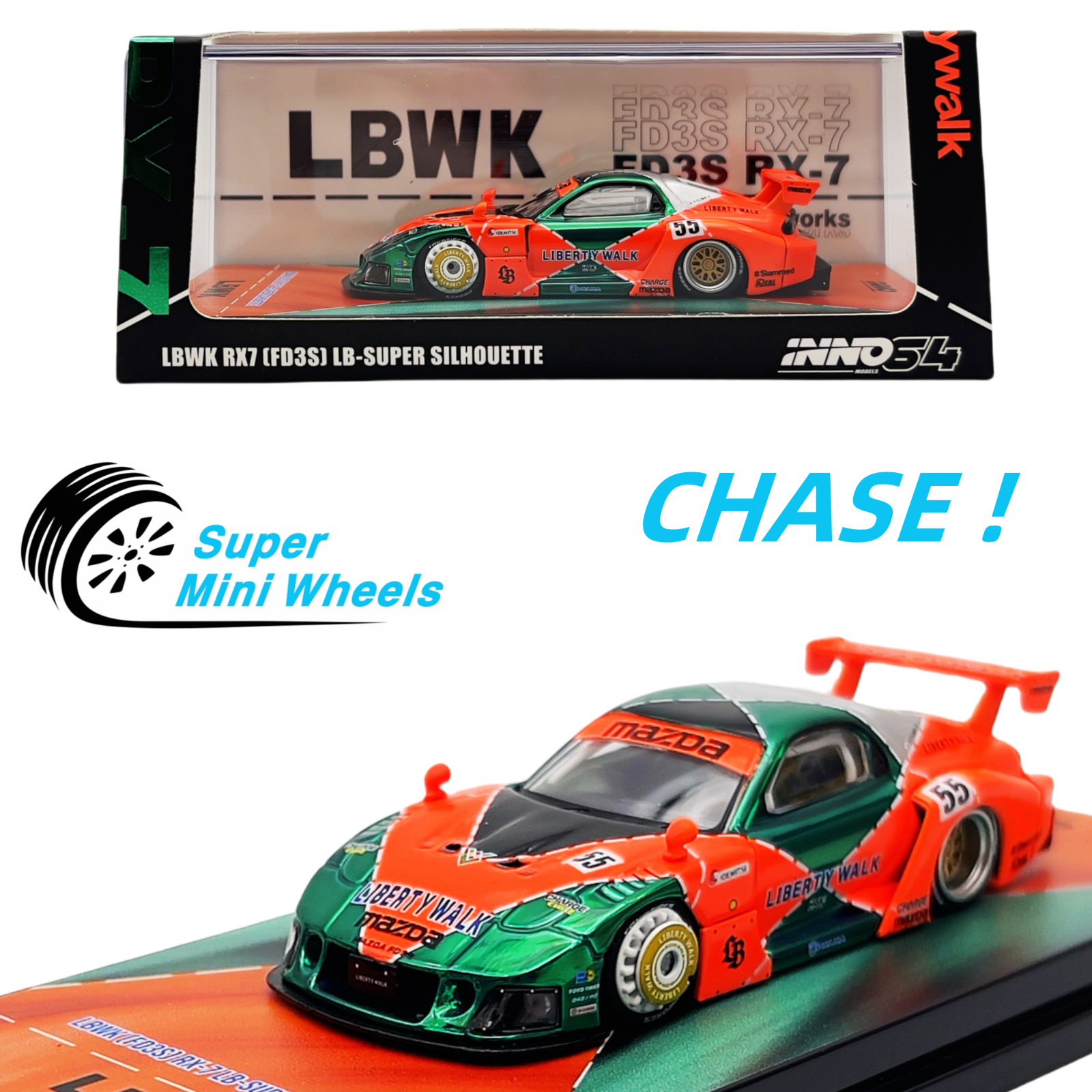 CHASE ! INNO64 1:64 LBWK RX-7 FD3S LB-Super Silhouette – Super Mini Wheels