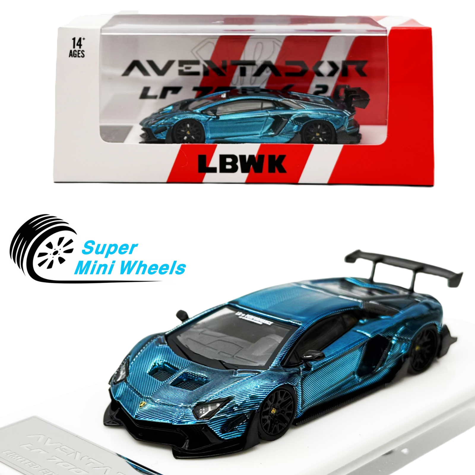 Star Model 1:64 LBWK Lamborghini Aventador LP 700-4 2.0 Carbon Chrome ...