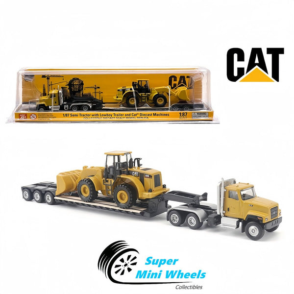 CAT 1:87 CT681 Day Cab Tractor with Lowboy Trailer and 950G Wheel Loader #84418