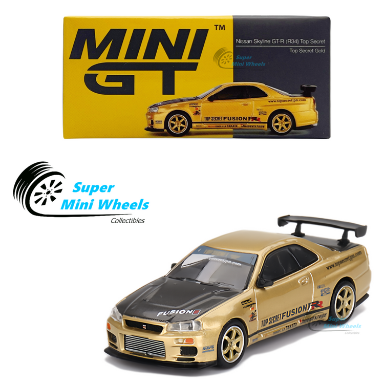 Mini GT 1:64 Nissan GT-R R34 Top Secret Top Secret Gold Japan Exclusiv ...