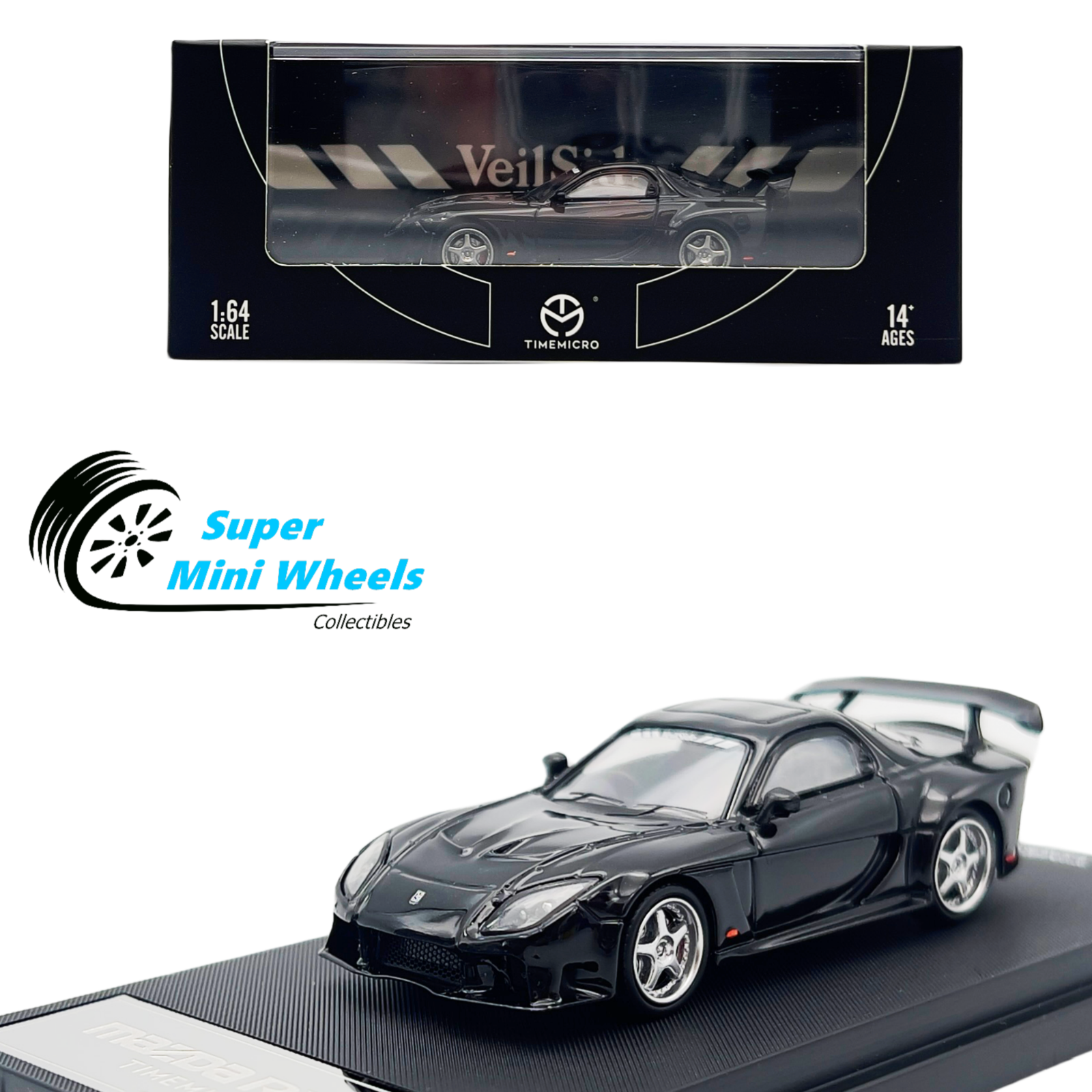 Time Micro 1:64 Mazda RX-7 VeilSide Black - Diecast Model – Super Mini ...