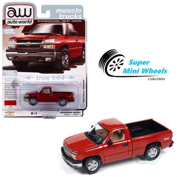 Auto World 1:64 2003 Chevy Silverado Truck (Victory Red)