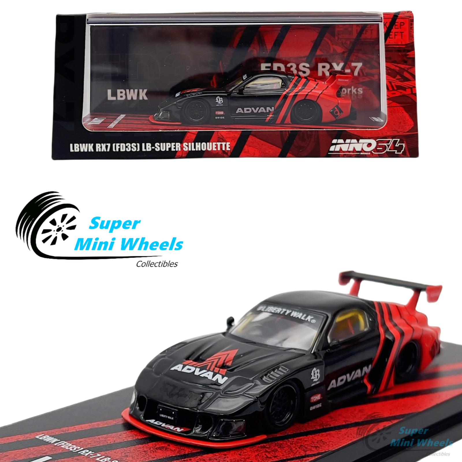 INNO64 1:64 LBWK Mazda RX7 FD3S LB-Super Silhouette ADVAN – Super Mini ...
