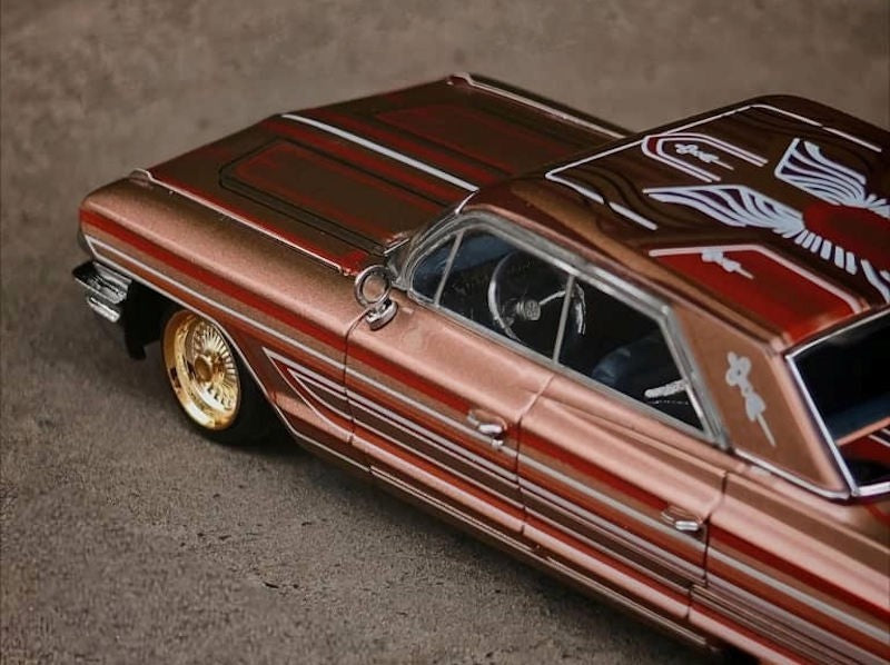 MK Miniatures 1:64 Lowriders Cadillac Deville - Brown Gold - HEC Exclu ...