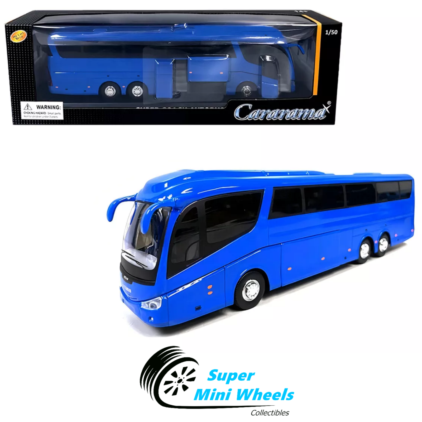 Cararama 1:50 Super Coach Autobus (Blue) – Super Mini Wheels