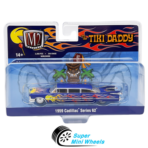 M2 Machines 1:64 Auto-Stretch 1959 Cadillac 62 Stretch Custom Tiki Daddy – Blue