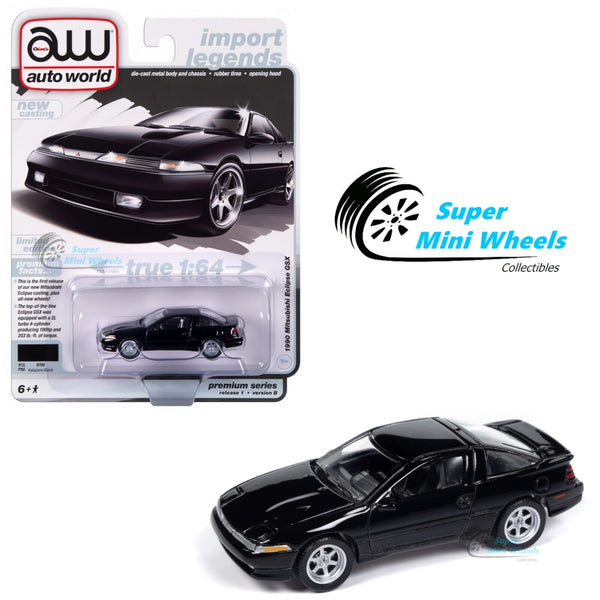 Auto World 1:64 1990 Mitsubishi Eclipse GSX NEW TOOLING (Kalapana Black)