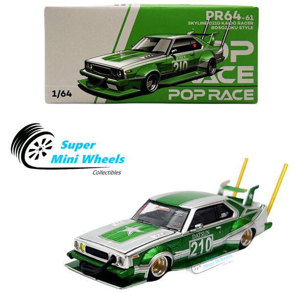 Pop Race 1:64 Nissan C210 Kadio Racer Bosozoku Style Green Para64-61