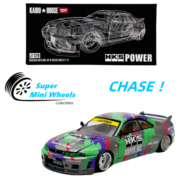 CHASE ! Mini GT x Kaido House 1:64 Nissan GT-R (R33) HKS V1 KHMG129