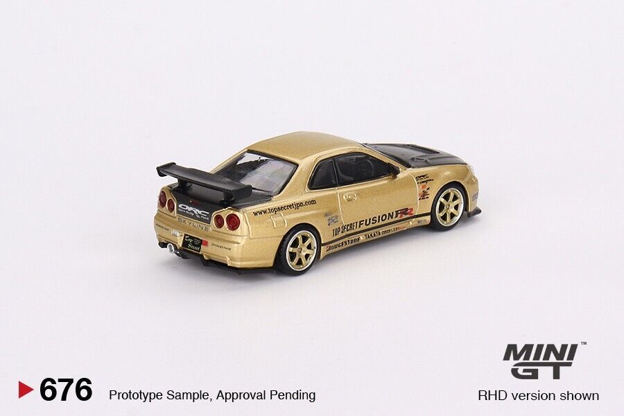 Top Secret Rims Mini GT 1:64 Nissan GT-R R34 Top Secret Top Secret Gold Japan Exclusiv ...