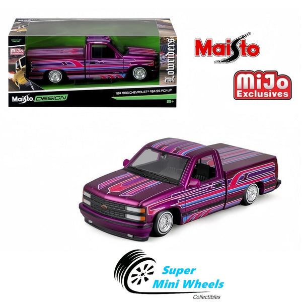 Maisto 1:24 - 1993 Chevrolet 454 SS Pickup Lowrider – Metallic Purple - MiJo