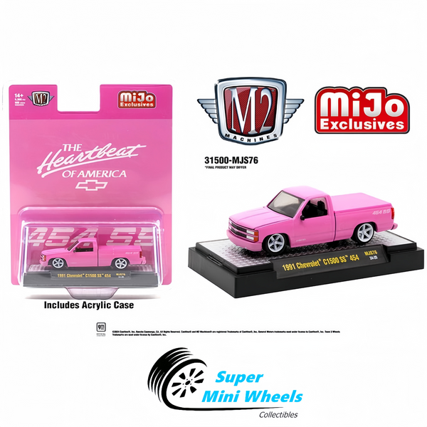 M2 Machines 1:64 1991 Chevrolet C1500 SS 454 Pickup Truck Semi Gloss Pink