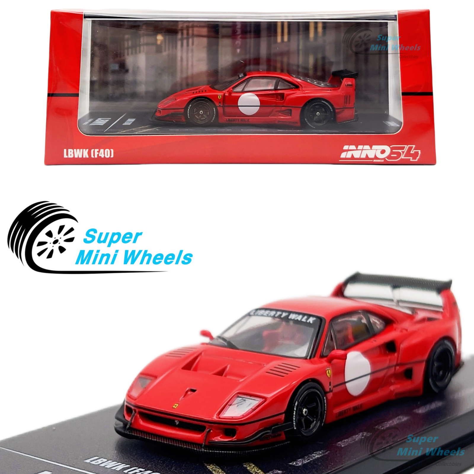 INNO64 1:64 LBWK Ferrari F40 Red – Super Mini Wheels