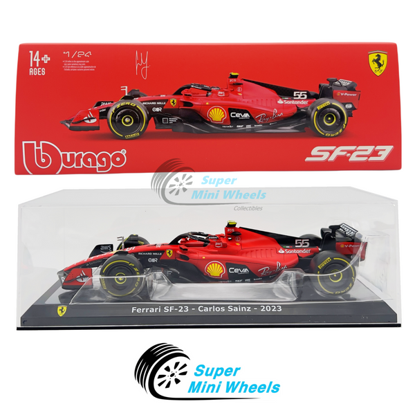 Bburago 1:24 2023 F1 Ferrari SF-23 #55 Carlos Sainz with Showcase