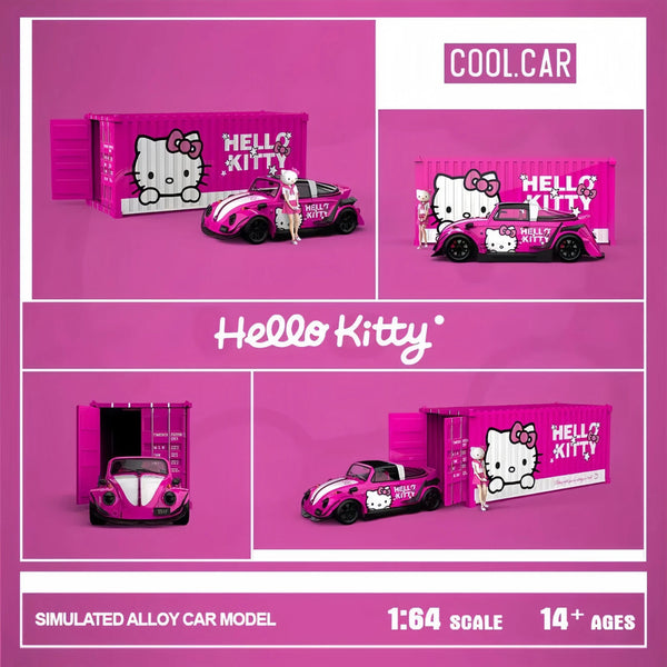 Cool Car 1:64 VW Beetle Car & Container - Hello Kitty Set