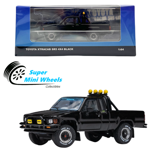 GCD 1:64 Toyota 1985 Hilux SR5 Xtracab Black DiecastTalk Exclusive