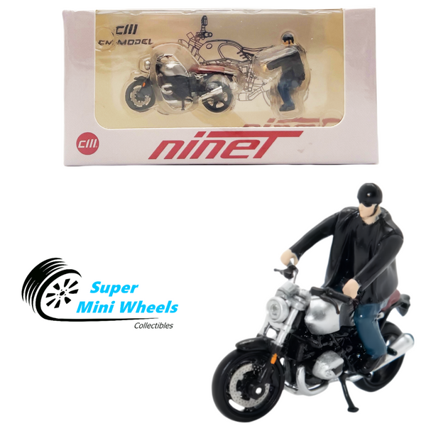 CM-Model 1:64 BMW R NineT Silver Motorcycle