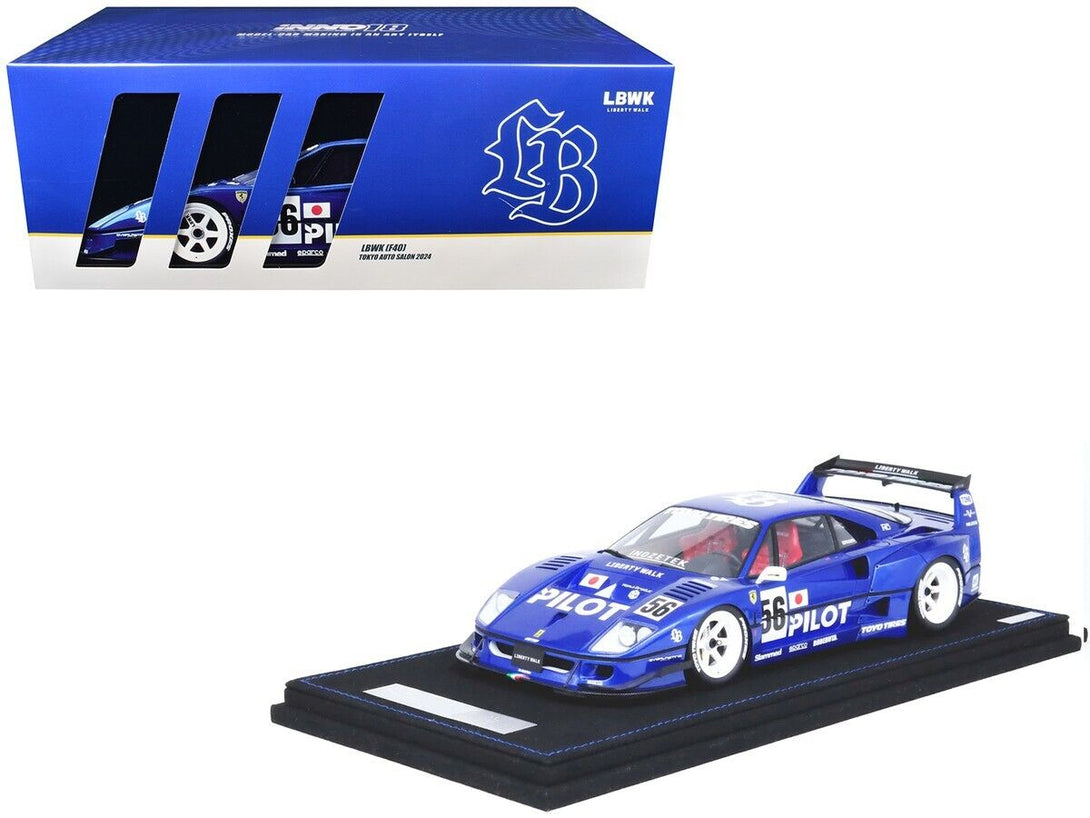 INNO64 1:18 LBWK Ferrari F40 #56 Blue Tokyo Auto Salon 2024 - Resin Mo ...