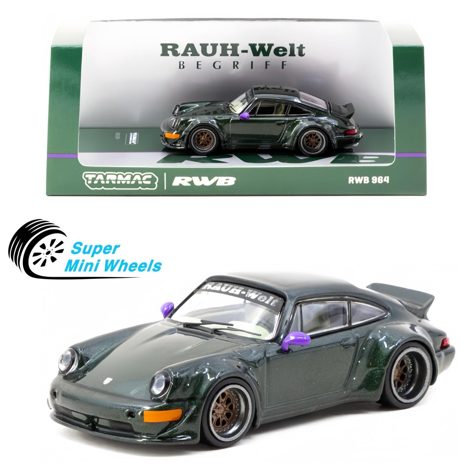 Tarmac Works 1:64 Porsche RWB 964 – Green – Hobby64 – Super Mini Wheels