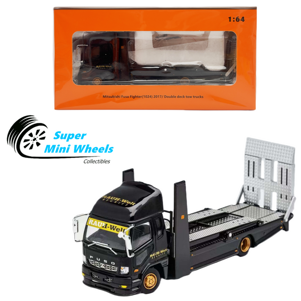 GCD 1:64 2017 Mitsubishi Fuso Fighter Double Deck Tow Trucks RWB Black