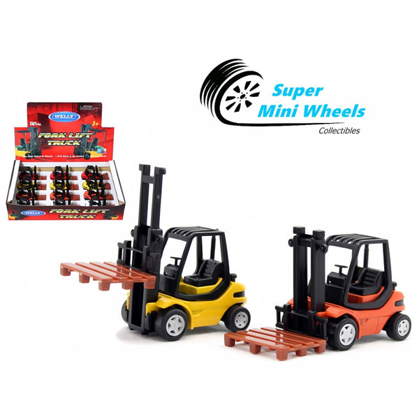 Welly 3" Fork Lift Truck - Diecast Toy Car - 2 Colors