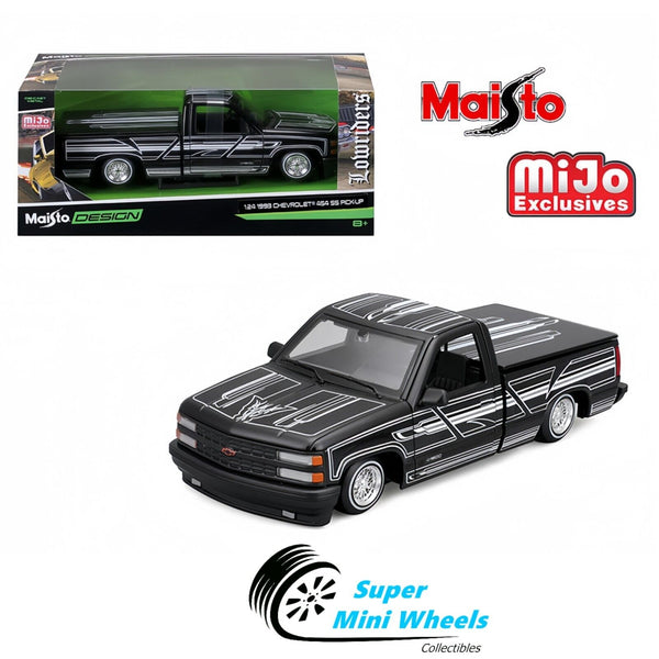 Maisto 1:24 - 1993 Chevrolet 454 SS Pickup Lowrider – Black - MiJo Exclusives