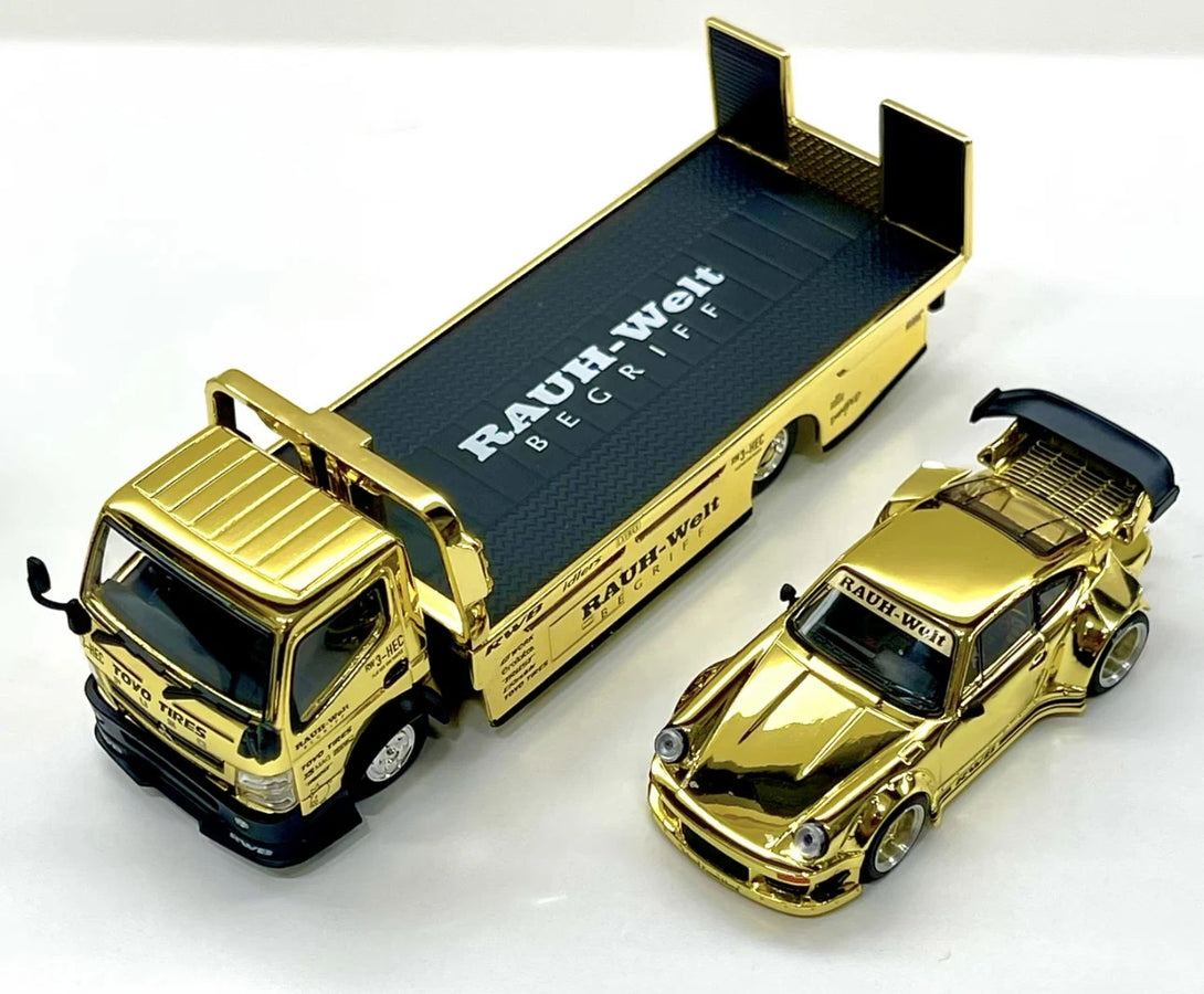 Pop Race 1:64 Porsche RWB 930 & RWB Truck Chrome Gold RWB Set HEC 2026 ...