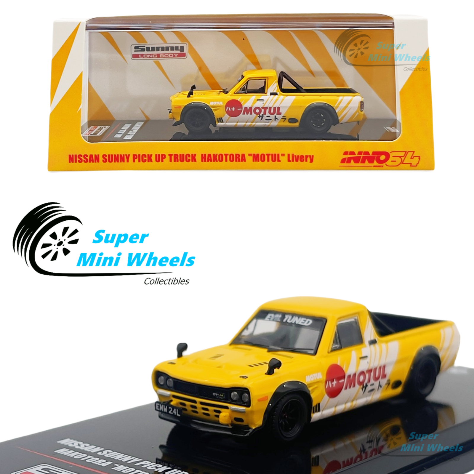 INNO64 1:64 Nissan Sunny Pick up Truck Hakotora “MOTUL” Livery – Super ...