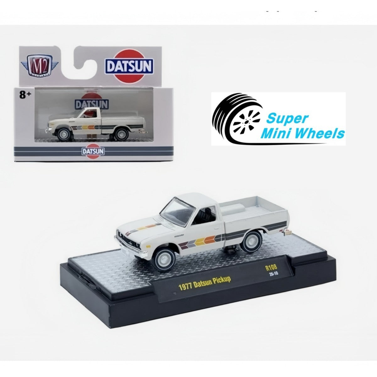 M2 Machines 1:64 1977 Datsun Pickup R108 26-10 – Super Mini Wheels