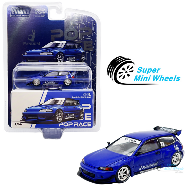 Pop Race 1:64 Pandem Civic EG6 Metallic Blue #001 Enigma Exclusive Edition