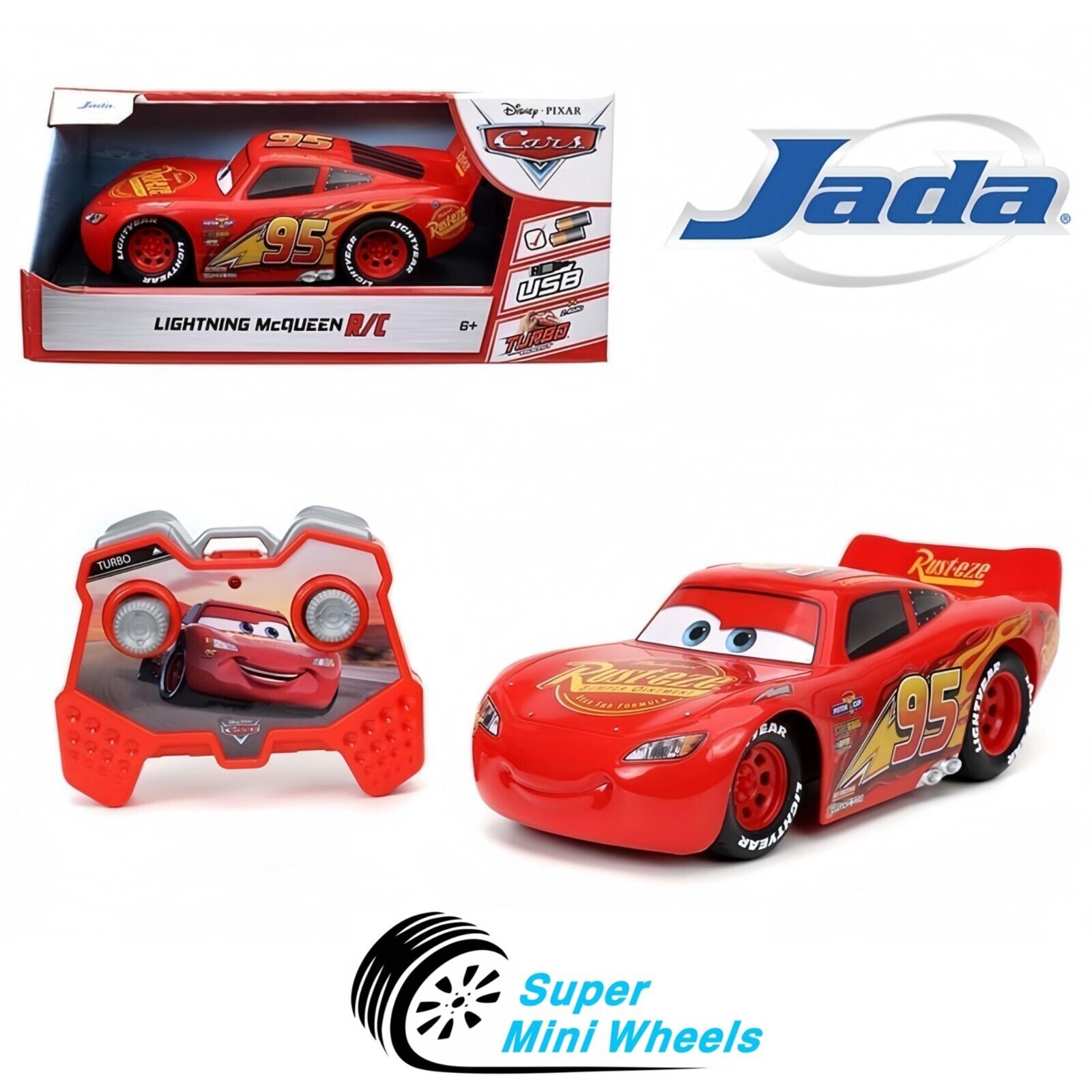 Jada Radio Control Lightning McQuee – Disney Pixar RC Cars – Super Mini ...