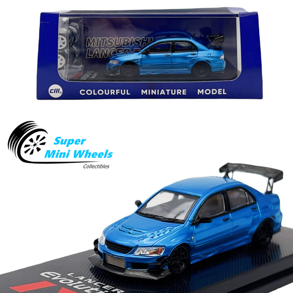 CM-Model 1:64 Mitsubishi Lancer Evolution IX Blue with extra wheels