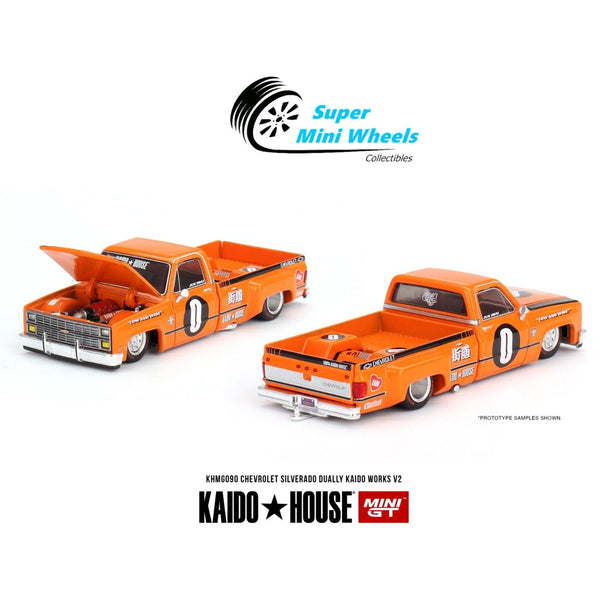 Mini GT x Kaido House 1:64 Chevrolet Silverado Dually KAIDO WORKS V2 Orange